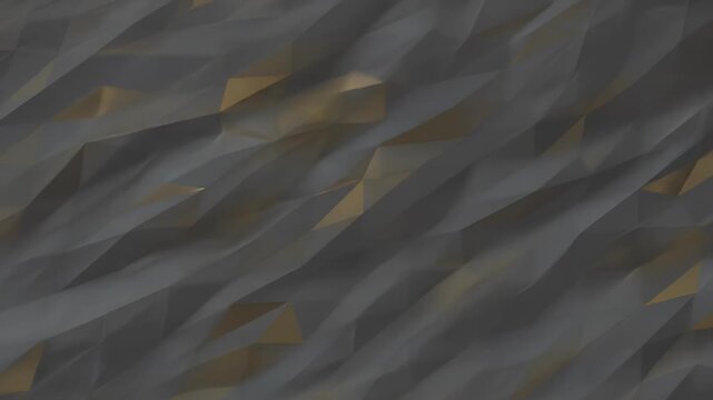 Abstract 3D low poly background with dark gray and gold