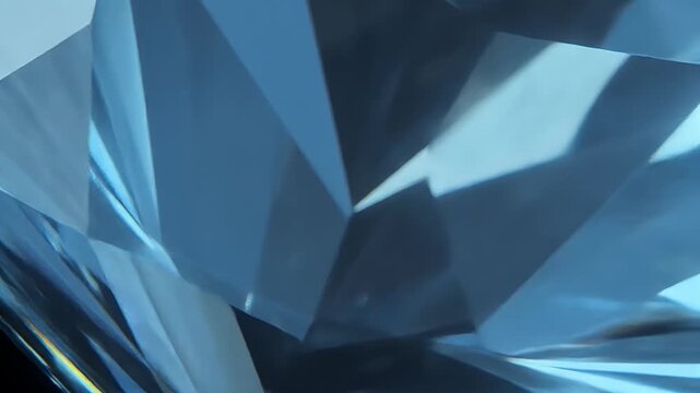 Abstract 3d macro realistic blue gemstone facets with bright light reflection