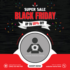 black friday sale social media post design and web banner template