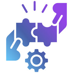Glyph Gradient Collaboration Puzzle Icon - Modern Partnership and Teamwork Concept