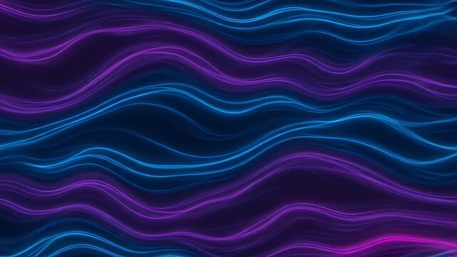 Abstract 3D Neon Waves Background With Blue And Purple Glowing Lines