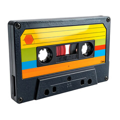 Obraz premium Colorful cassette tape with retro design for music playback.