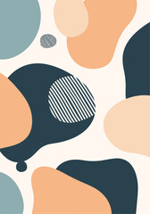 An abstract organic shape pattern with a palette of pastel colors and subtle textures.