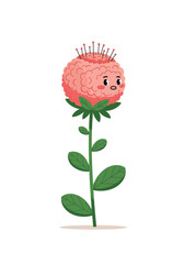 A charming and quirky anthropomorphic flower with many pins on its head.