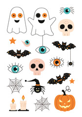 Obraz premium Cute halloween themed cartoon illustrations for decorations and crafts.