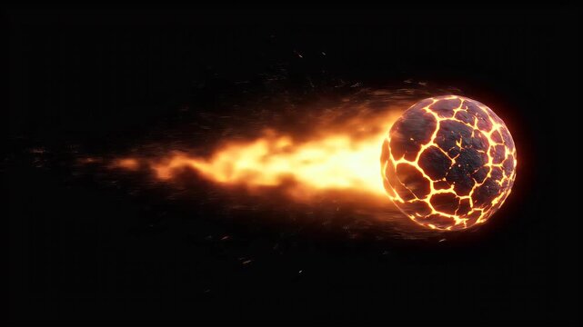 Abstract 3D Realistic Fiery Planetoid with Glowing Cracks