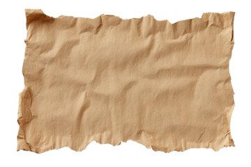 A close-up view of old crumpled torn parchment paper with textured details and frayed edges