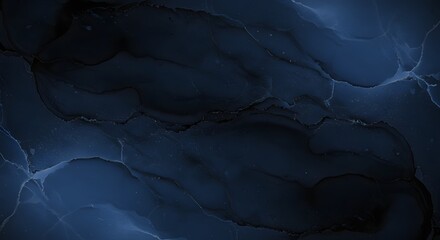 Abstract dark blue ink swirls and patterns on a textured surface, evoking depths and movement