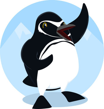 pinguim de magalh&atilde;es feliz acenando