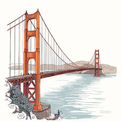 Fototapeta premium golden gate bridge vector 