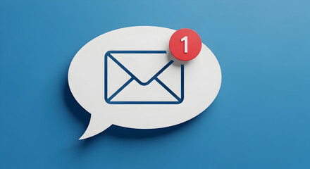 New email alert notification icon on blue background
