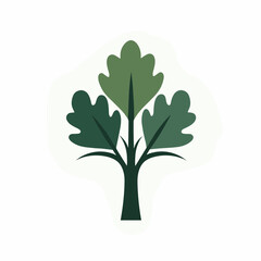Stylized oak tree with green leaves against a white background representing nature growth