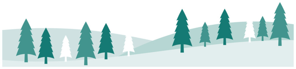クリスマスのモミの木の冬景色のイラスト2