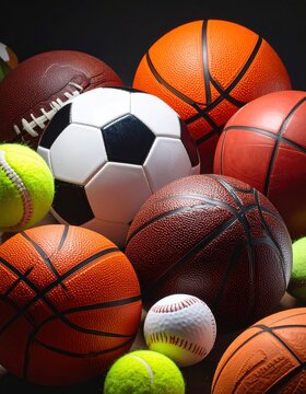 Assorted Sports Balls - A Collection of Athletic Equipment for Various Games.