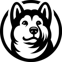 Fototapeta premium Minimalist black and white dog head icon with clean lines, no shading, isolated on white.