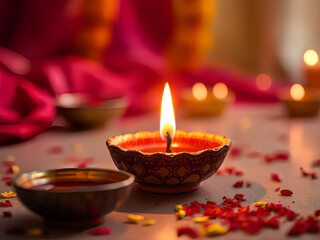 Bright Diya Red Petals