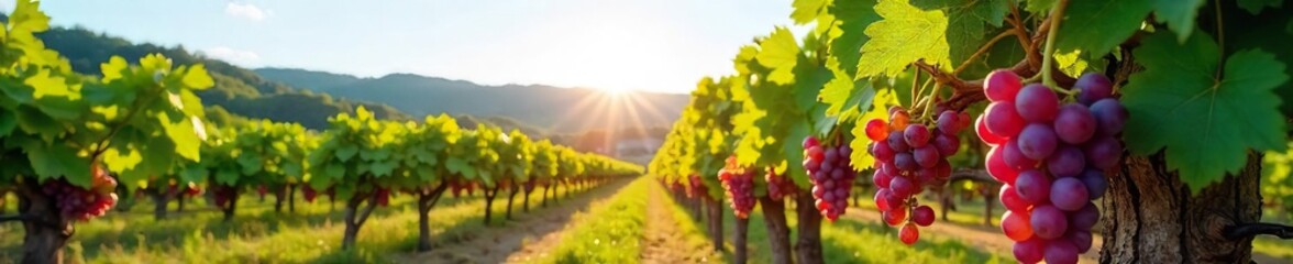 Sun-Ripened Grapes Hanging Heavy on Autumn Vines A Picturesque Vineyard Harvest