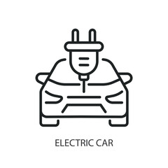 Electric car thin line vector icons.