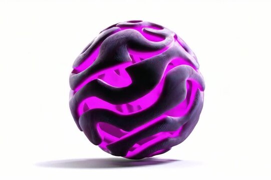 Abstract Energy Orb: A mesmerizing abstract sphere pulsating with vibrant magenta light, its intricate, dark, sinuous forms hinting at contained power and innovation.