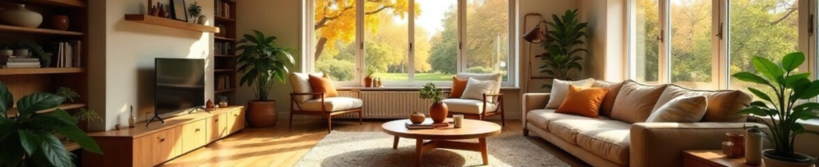 Cozy Family Living Room Natural Light, Comfortable Furniture, Perfect for Relaxation and Gatherings