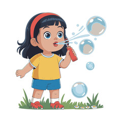 girl blowing bubbles