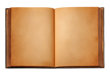 Old open blank book with yellowed pages aged paper texture for your creative designs