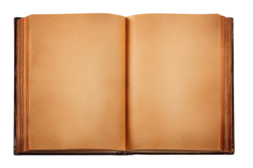 Antique open book with yellowed pages ancient blank tome for stories and records