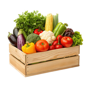 Vegetables in a wooden box png vegetables png wooden box png fresh png food png farm png organic png transparent background image