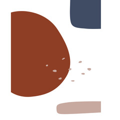 Abstract Composition Featuring Organic Shapes In Earth Tones Of Brown And Blue Against A White Background With Subtle Textures