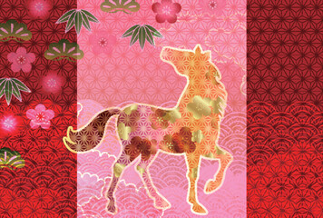 午　年賀状　干支　背景