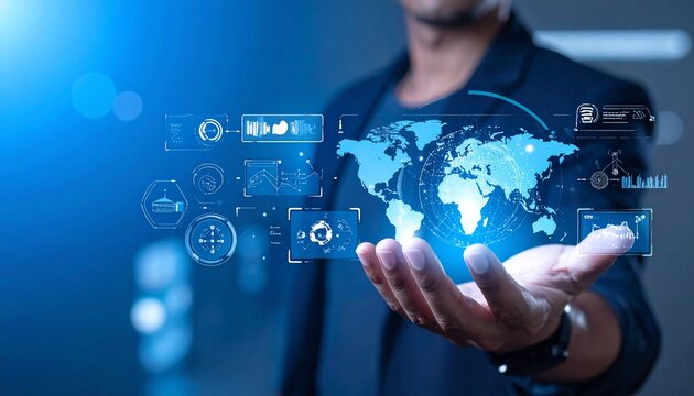 AI generative concept with programmer hand holding virtual command interface of machine learning to analyse data image generate and service chat bot in cyber system - Powered by Adobe