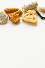 おでんの具　おでん種　白背景　コピースペース