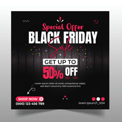 black friday sale social media post design and web banner template