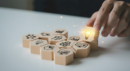 Interconnected Business Values In Honeycomb Icon Blocks