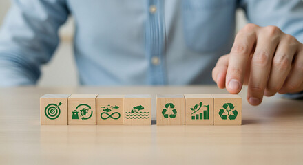 Strategic Sustainability Planning With Esg Icon Blocks