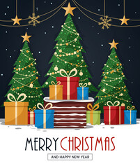 Merry Christmas and Happy New Year Template Flyer Design Card