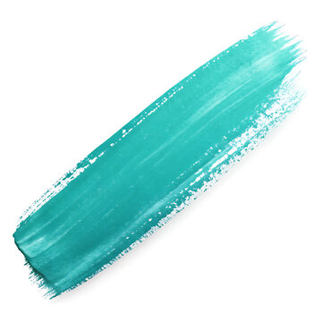 Turquoise paint stroke on a white background