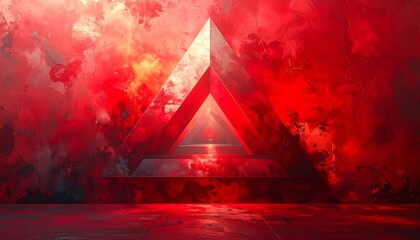 Abstract geometric design with layered red triangles