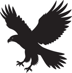 Obraz premium Soaring Bald Eagle Flying Bird Silhouette Graphic
