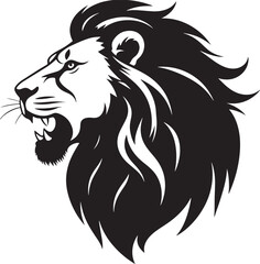 Fototapeta premium Fierce Roaring Lion Head Profile Silhouette Vector