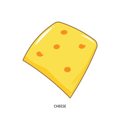 Yellow Cheese Slice Flat Icon Vector - Cartoon Food Ingredient