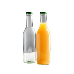 Duo Glass Bottles PNG &ndash; Clear & Orange Juice Set