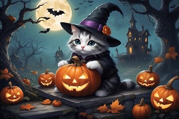 halloween pumpkin with bats