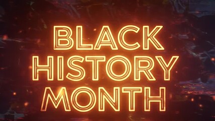 Abstract Black History Month Neon Text Glowing Background