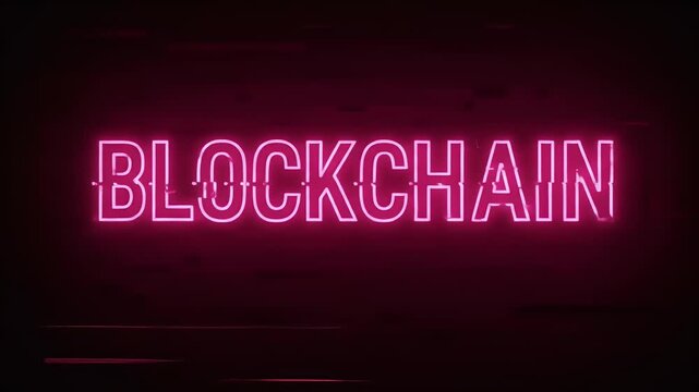 Abstract Blockchain Neon Glitch Background Video