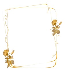 Golden Floral Square Frame with Elegant Leaves and Flowers