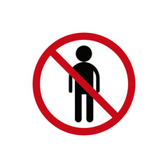 Prohibition sign with person silhouette icon on transparent background