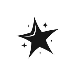 Obraz premium Stylized black star with sparkle accents on transparent background silhouette