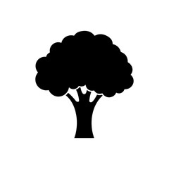 Silhouette of a deciduous tree with leaves on transparent background