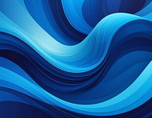 Abstract artistic composition of smooth flowing waves in various shades of blue, gradient effect